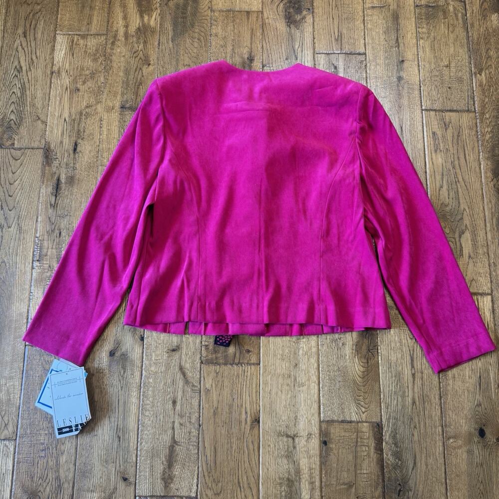 VTG Leslie Fay 2 Pc Pantsuit Fuchsia Pink Jacket & Black Pants Sz 16 NWT - Picture 13 of 13
